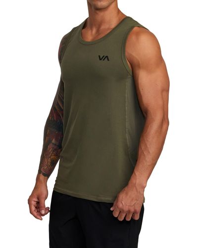 RVCA Mens Sport Vent Tank Top T Shirt - Green