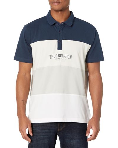 True Religion Brand Jeans Short Sleeve 4 Panel Polo Shirt - Blue