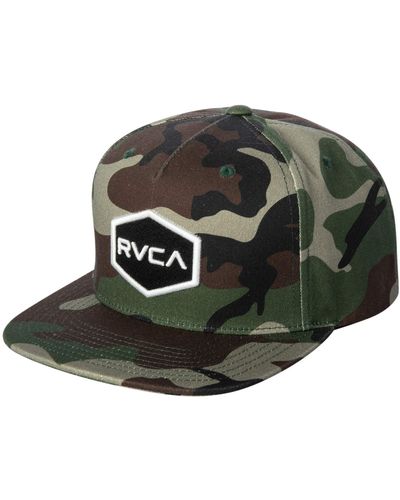 RVCA Mens Adjustable Snapback Straight Brim Hat - Green