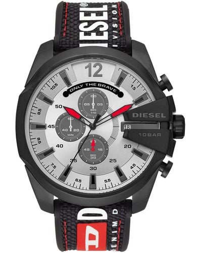 DIESEL Mega Chief Stainless Steel And Nylon Chronograph Watch - Metallic