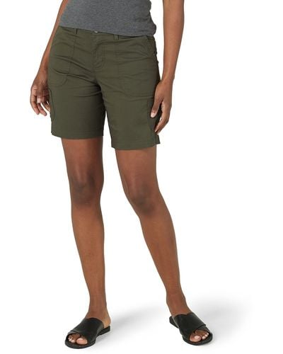 Lee Jeans Womens Petite Flex-to-go Mid-rise Cargo Bermuda Shorts - Green