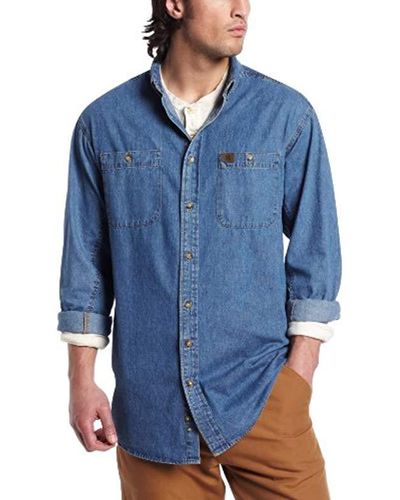 Wrangler Logger Twill Long Sleeve Workshirt Shirt - Blue