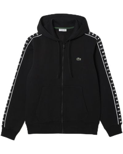 Lacoste Classic Fit Zip Up Hoodie W/taping - Black