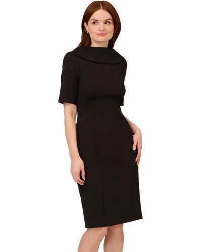 Adrianna Papell Roll Neck Sheath With V Back - Black