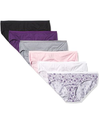 Hanes Ultimate 6-pack Breathable Cotton Hipster Panty - Purple