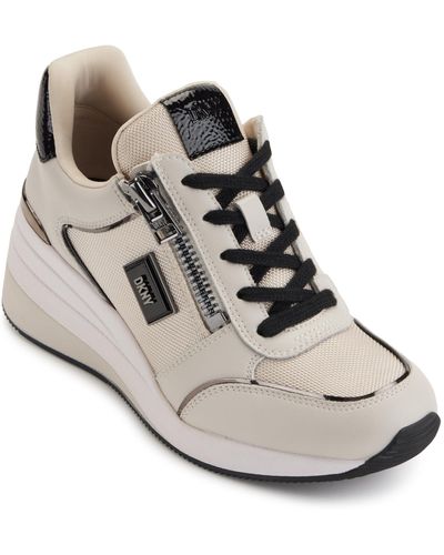 DKNY Kai-lace Up Wedge Sneaker - Natural