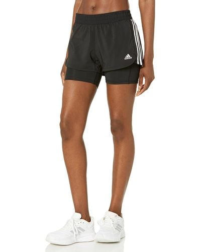 adidas Pacer 3-stripes Woven 2-in-1 Shorts - Black