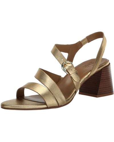 Naturalizer S Veva Strappy Chunky Heel Sandals Gold 8 W - Brown