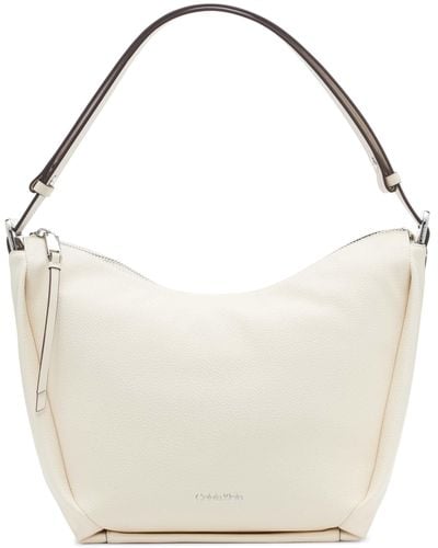 Calvin Klein Prism Top Zip Hobo Shoulder Bag - Blanco