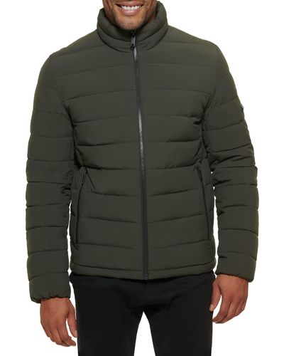 DKNY Jon Quilted Stand Collar Puffer Jacket - Green