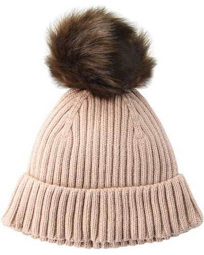 Amazon Essentials Ribbed Beanie With Faux Fur Pom - Multicolor