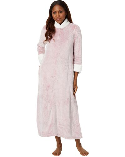 N Natori Frosted Cashmere Darin Zip Caftan Length 52",nude,large - Pink