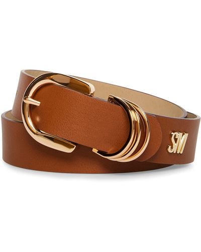 Steve Madden Cognac Multi D-ring Logo Belt - Brown