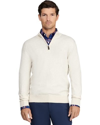 Izod Premium Essentials Quarter Zip Solid 12 Gauge Sweater - White