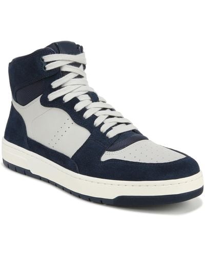 Vince S Mason High Top Sneakers Blue Suede And White Leather 13 M