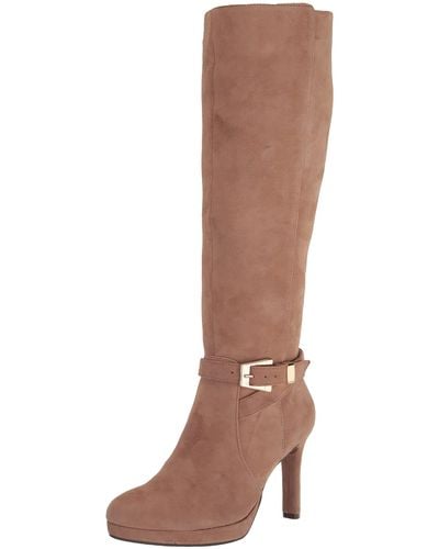 Naturalizer Taelynn Knee High Boot Taupe Suede 9.5 M - Natural