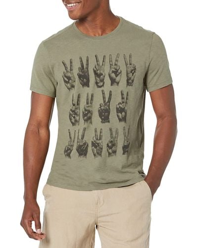John Varvatos Short Sleeve Graphic Tee Peace Hands - Green