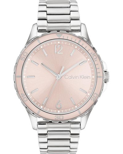 Calvin Klein Quartz Stainless Steel Case And Link Bracelet Watch - Metallic