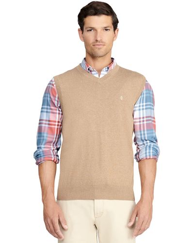 Izod Big And Tall Premium Essentials Solid V-neck 12 Gauge Vest Pullover - Multicolor