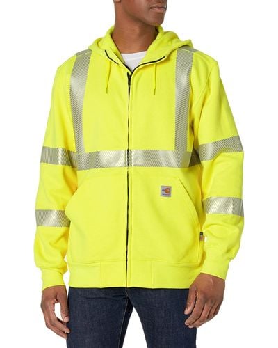 Carhartt Flame Resistant High-visibility Force Loose Fit Midweight Full-zip Class 3 Sweatshirt - Yellow