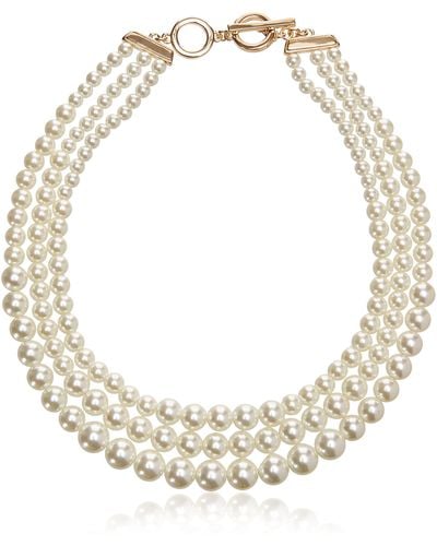 Anne Klein Gold-tone Blanc Pearl Collar Necklace - Metallic
