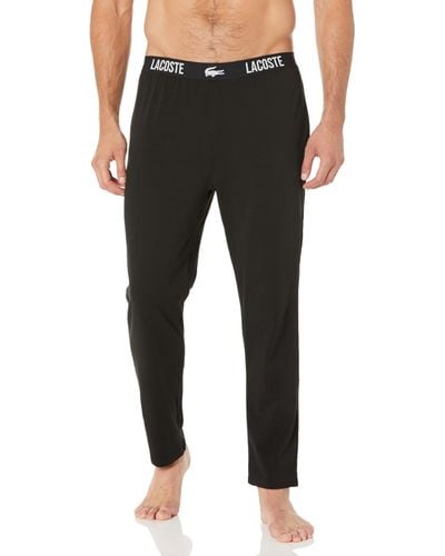 Lacoste Straight Fit Pajama Pants With Croc Waistband - Black