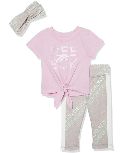 Reebok Piece Activewear Clothing Set - Performance Top + Leggings/Yoga Pants - Pink