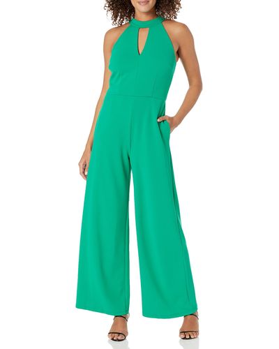 Maggy London High Neck Jumpsuit Workwear Office Occasion Event Guest Of - Green