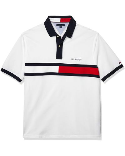 Tommy Hilfiger Big & Tall Short Sleeve Polo In Custom Fit - White