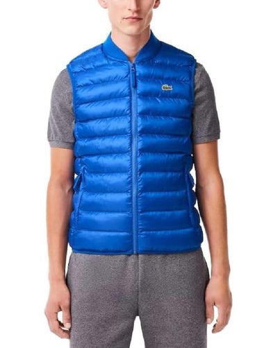 Lacoste Short Sleeve Solid Nylon Jacket With Large Tonal Croc - Blue