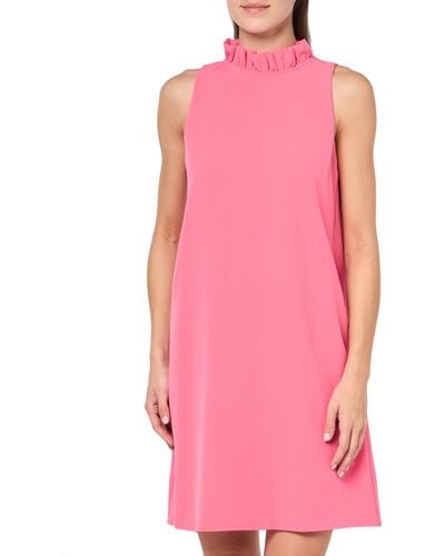 Anne Klein Sleeveless Shift With Ruffle Collar - Pink