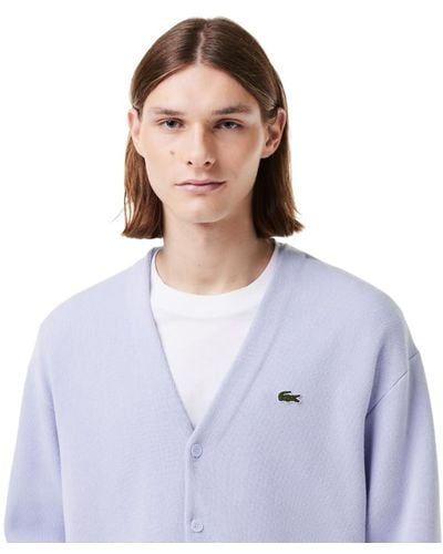 Lacoste Long Sleeve Relaxed Fit Cardigan - Blue
