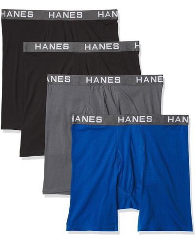 Hanes Ultimate Comfort Flex Fit Ultra Soft Cotton Modal Blend Boxer Brief 4-pack - Blue