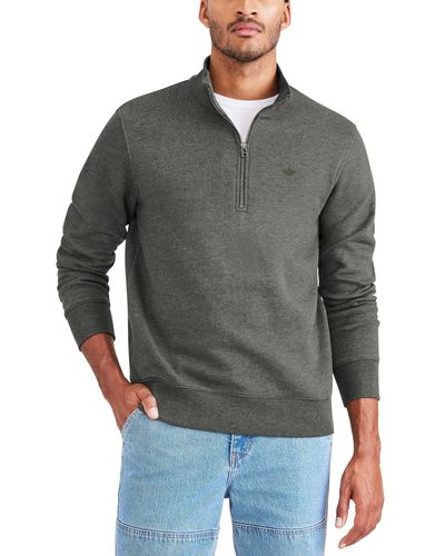 Dockers Regular Fit Long Sleeve 1/4 Zip Fleece Sweatshirt, - Gray