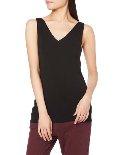 Daily Ritual Jersey Standard-fit V-neck Scoopback Tank Top - Black