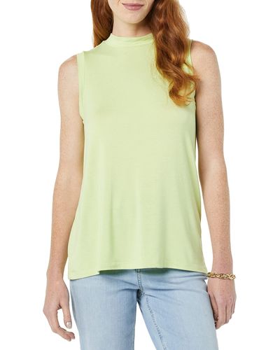 Daily Ritual Jersey Relaxed-fit Sleeveless Mock Neck Shirt - Green