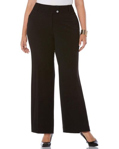 Rafaella Plus Size Curvy Fit Gabardine Bootcut Dress Pants 16-22 - Black