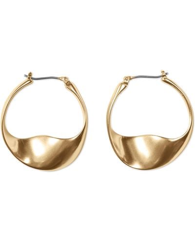 Lucky Brand Gold-tone Modern Twist Hoop Earrings - Metallic