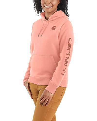 Carhartt Plus Size Relaxed Fit Midweight Logo Sleeve Graphic Sweatshirt - Pink