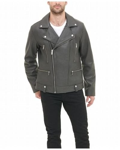 DKNY Jonny Asymmetrical Leather Moto - Gray