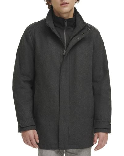 Dockers Wool Melton Two Pocket Full Length Duffle Coat - Black