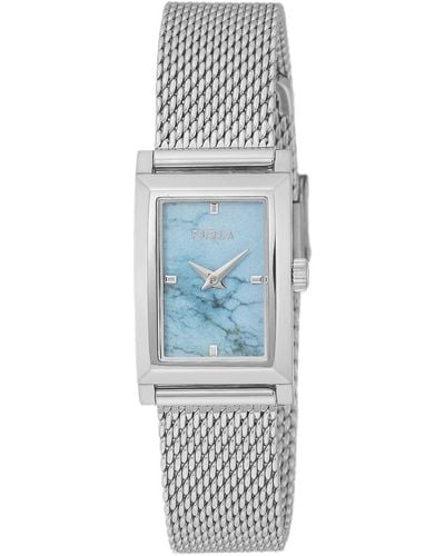 Furla Baguette Shape Silver Tone Stainless Steel Bracelet Watch - Gray