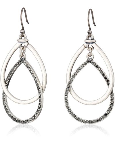 Lucky Brand Pave Double Hoop Earrings - Metallic
