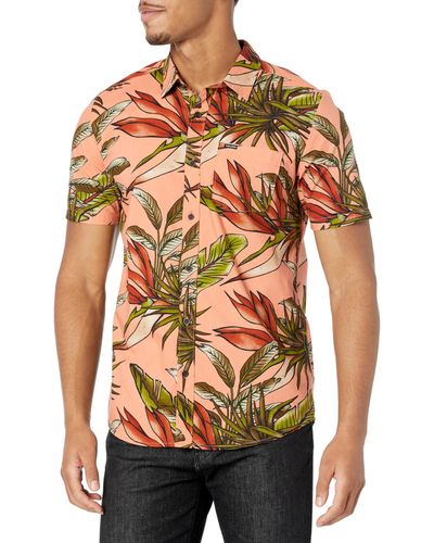 Volcom Regular Marble Floral Short Sleeve Button Down Hawaiian Shirt - Multicolor