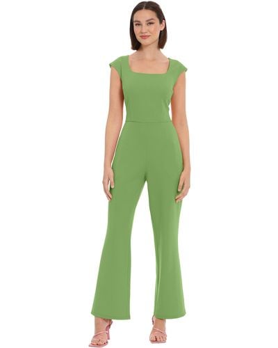 Donna Morgan Sleek Style Jumpsuit Office Workwear Event Guest Of - Green