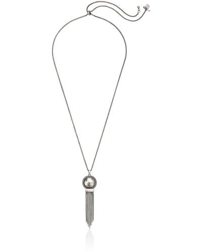 Lucky Brand S Chain Bead Pendant Necklace - Metallic