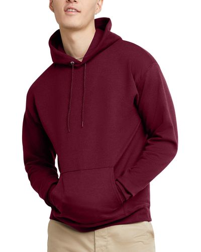 Hanes Pullover Ecosmart Hooded Sweatshirt - Red