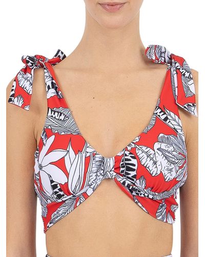 Kensie Standard Shoulder Tie Knot Swimsuit Top - Red