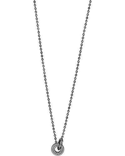 Emporio Armani Black Stainless Steel Pendant Necklace - Metallic