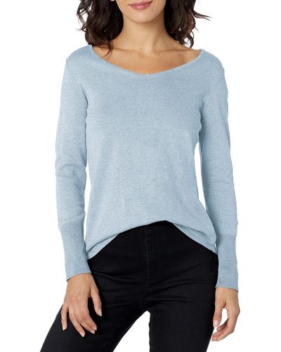 NIC+ZOE Nic+zoe Womens Vital V-neck Pullover Sweater - Blue